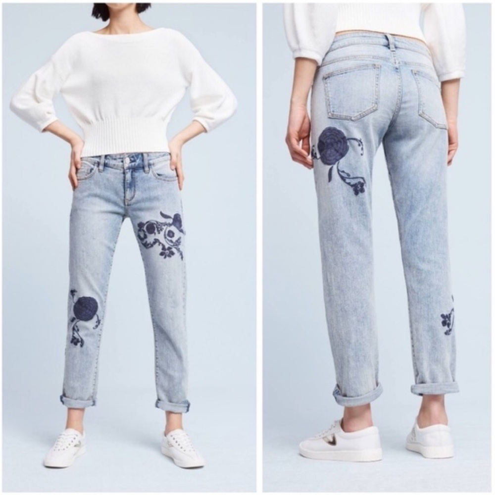Anthro Pilco & The Letterpress Embroidered Jeans